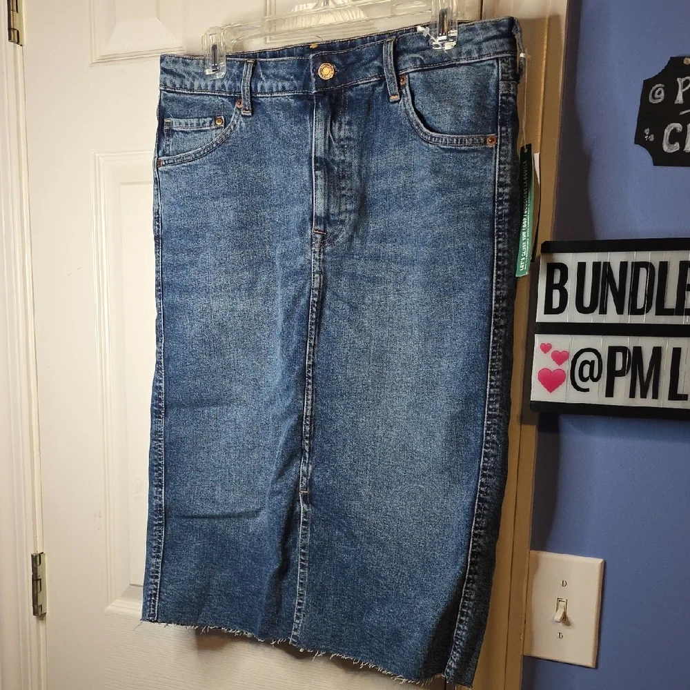 H&M Blue Denim Skirt 14 New &Denim